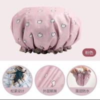 浴帽女防水女款洗澡头套家用沐浴帽韩国可爱头套加厚厨房防油烟帽 粉色猫咪