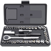 [苏宁自营]勒塔(LETA)套筒工具40件套6.3mm/10mm多功能加长棘轮公英制内六角扳手套装汽车 LT-AM712