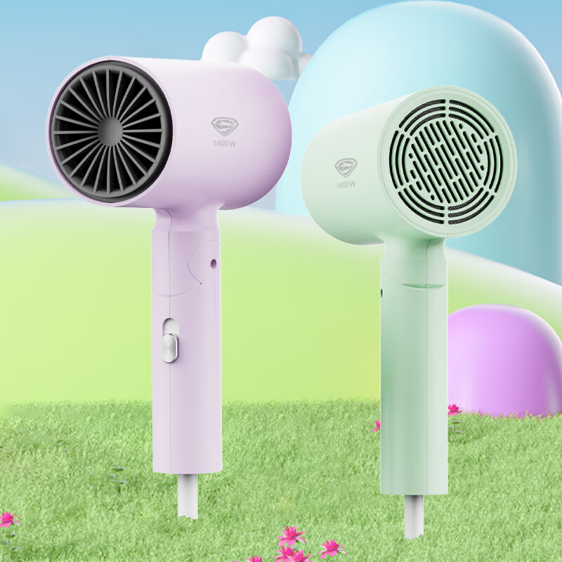 超人(SID) 家用电吹风机水润负离子大风量速干便携简约吹风筒宿舍学生旅行用电吹风 折叠便携款-HD1658