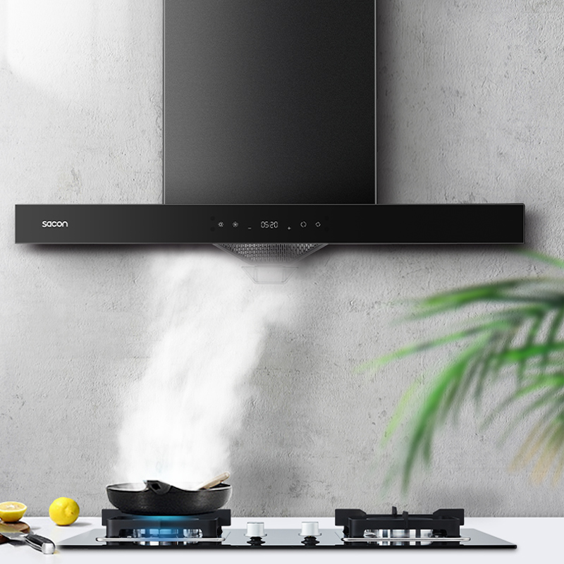 黑色 帅康抽油烟机t型家用自动清洗厨房大吸力壁挂顶吸欧直吸式