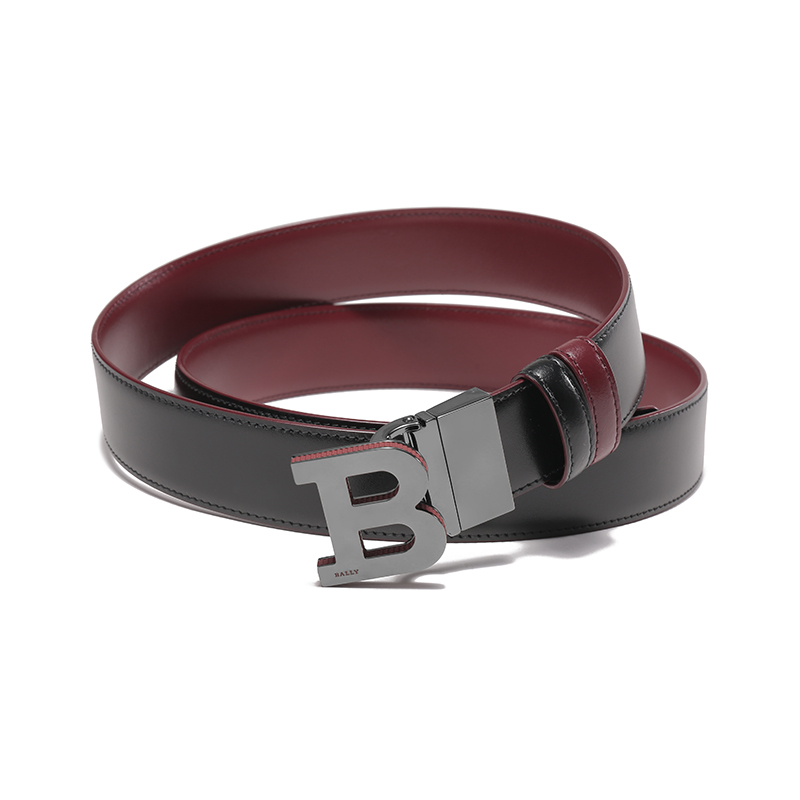 巴利bally男士牛皮b字搭扣可裁剪双面旋转皮带腰带bbuckle35tx