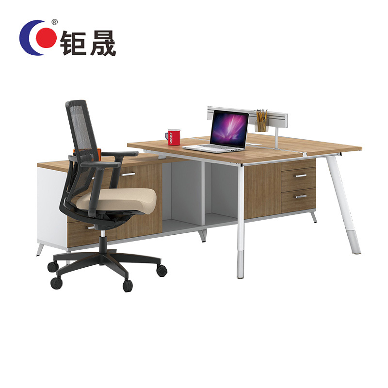 钜晟 办公桌钢架屏风职员桌1.2米两人位电脑桌带副柜JS-GZ1202A