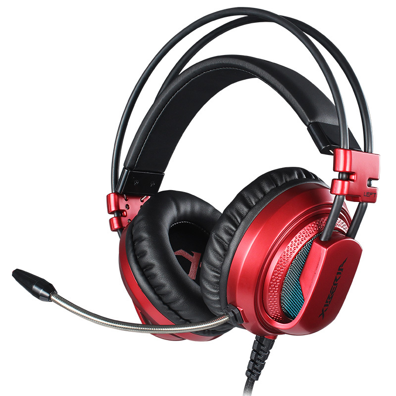 西伯利亚(XIBERIA)V10 电竞游戏耳机头戴式7.1声道重低音7彩发光电脑有线耳机耳麦 红色