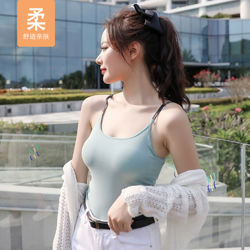 夏款美背吊带网红字母肩带无钢圈运动内衣女外穿女背心视频