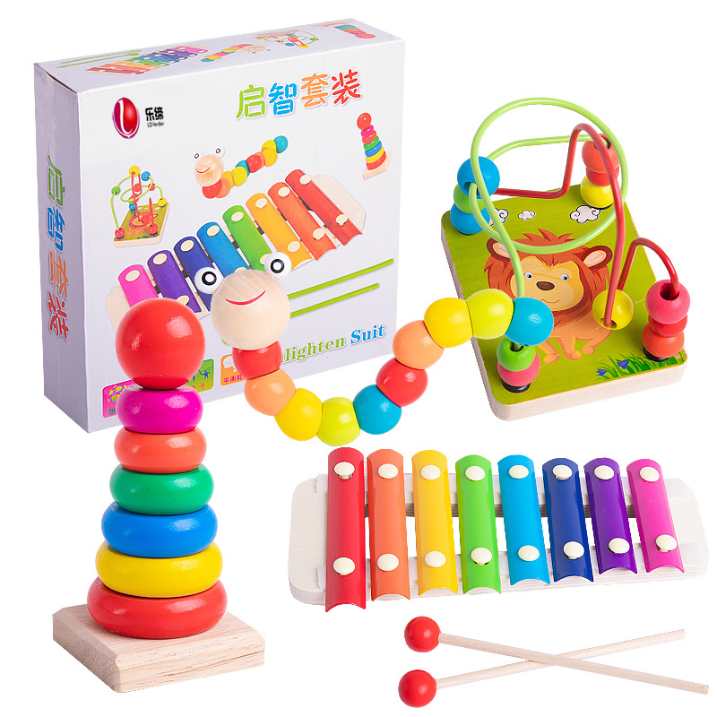 婴幼儿童音乐早教启智宝宝玩具木制手敲琴八音琴绕珠儿童串珠毛毛虫益智男女孩玩具