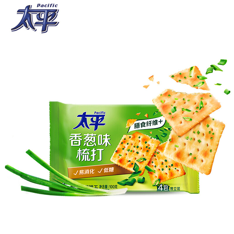 亿滋太平梳打饼干香葱口味100g袋饼干早餐零食视频