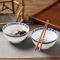 LICHEN 景德镇青花玲珑陶瓷碗 釉中彩陶瓷器饭碗 4.5英寸饭碗 微波炉适用 十个装