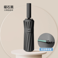 旭晴16骨双龙骨一键开合加大伞面黑胶晴雨伞 曜石黑