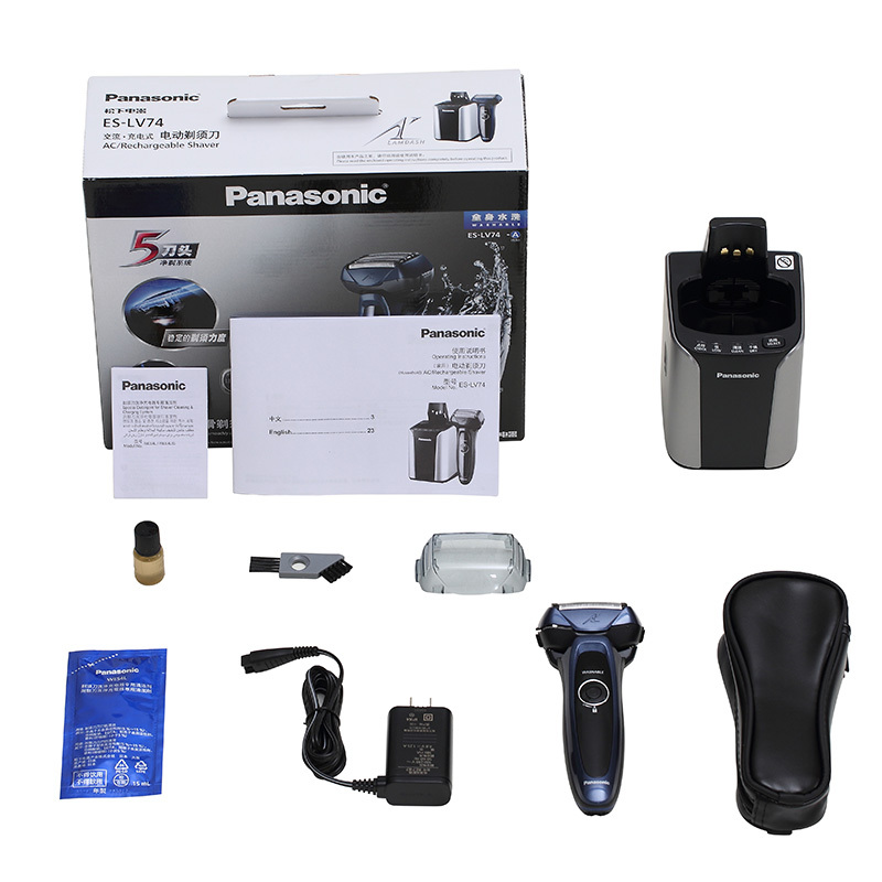 松下(Panasonic)电动剃须刀 日本原装进口往复式五刀头 充电式 全身水洗干湿两用刮胡刀刮须刀 ES-LV74