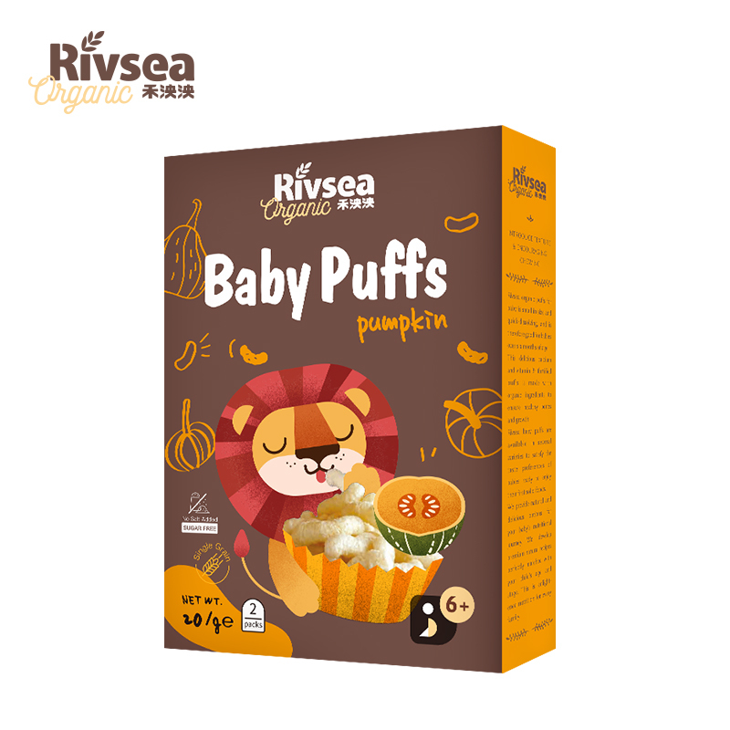禾泱泱(Rivsea)有机泡芙条南瓜味20克 盒装米饼婴幼儿饼干6个月以上适用宝宝零食 点心