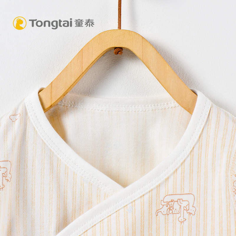 童泰TONGTAI初生儿纯棉开裆和服内衣套装0-3个月宝宝系带上衣裤子两件套婴幼儿通用59cm