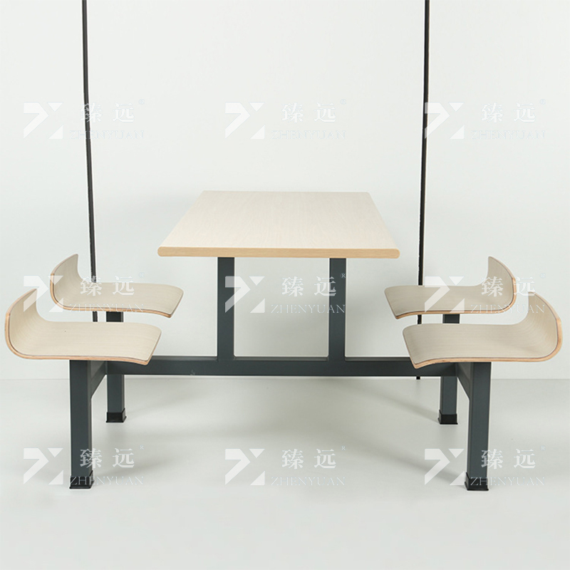 臻远 ZY4040841 曲木铁艺桌椅食堂餐桌椅组合