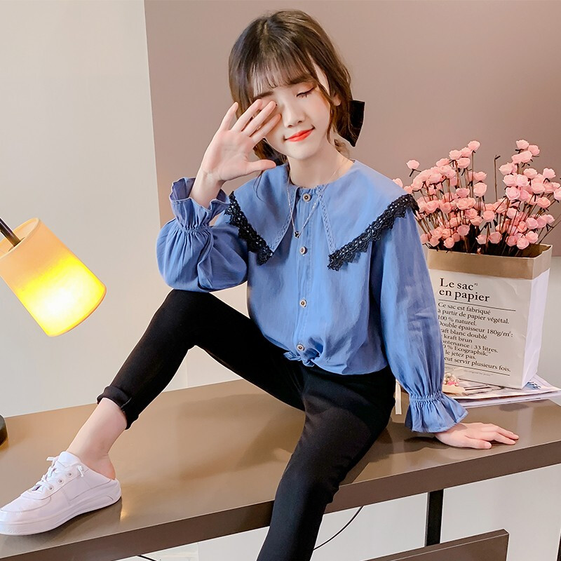 新款儿童打底衫女中大童格子衬衣韩版洋气女孩上衣外套315岁潮视频