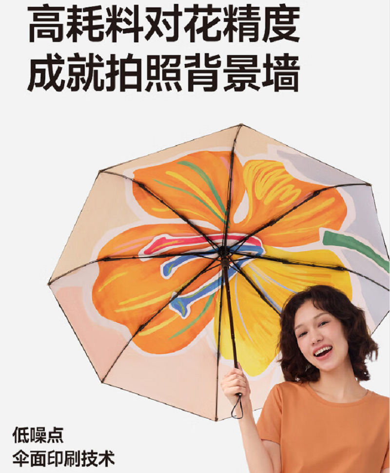 蕉下(beneunder)防紫外线遮阳伞三折倍护黑胶晴雨伞防晒伞野花BM398斑斓