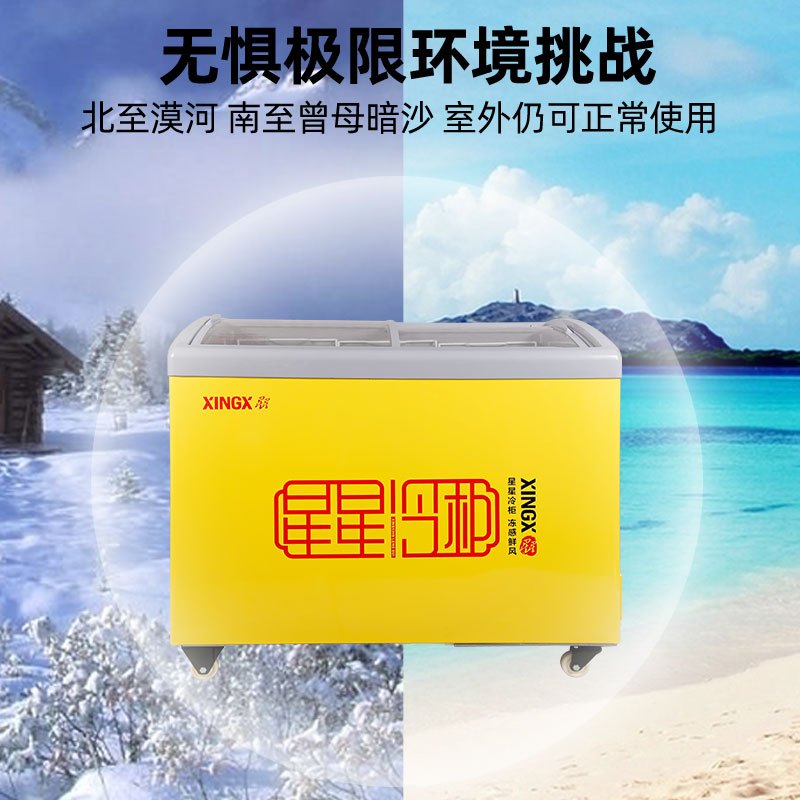 星星(XINGX) SD/SC-325YE 卧式冷柜 冰柜 圆弧柜 超商用冷柜 推拉门 制冷强 冷藏冷冻柜高清大图
