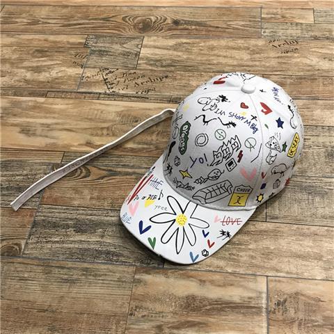 韩版gd权志龙同款涂鸦长带子嘻哈棒球帽男女潮鸭舌亲子款鸭舌帽酷p7