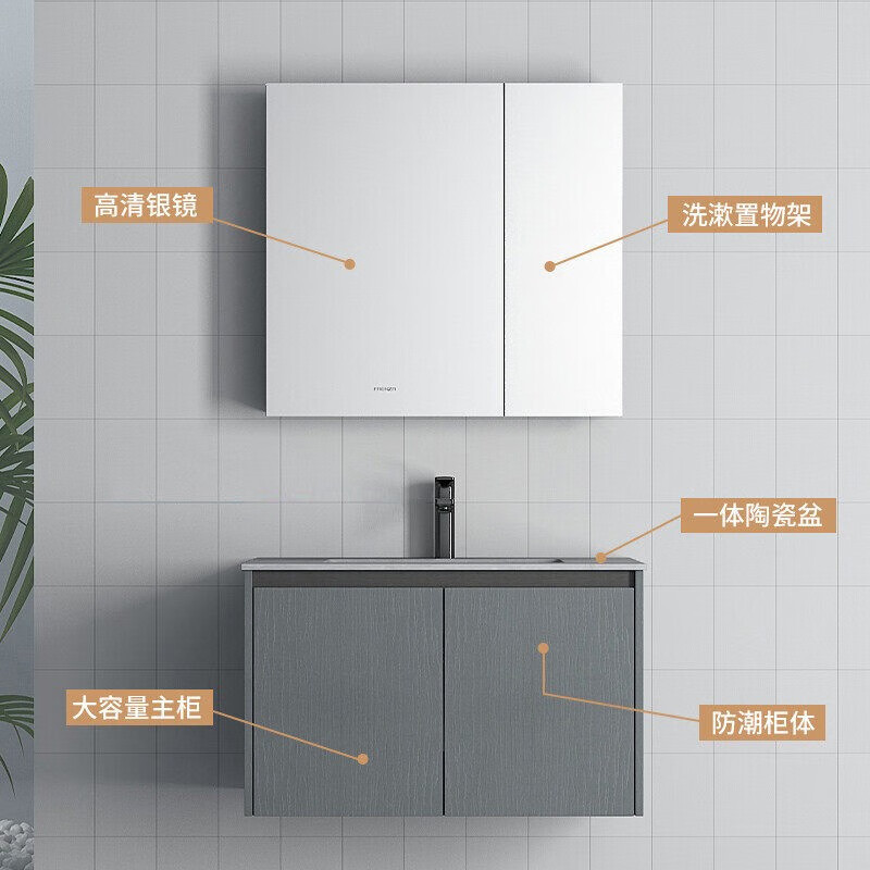 法恩莎(FAENZA)FDGD4625C 浴室柜 岩板台面一体洗手洗脸洗漱洗衣池台盆柜卫浴全套