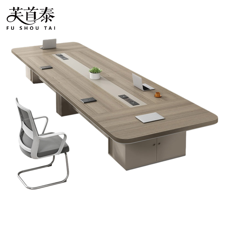 芙首泰会议桌椅2.2*1.1*0.75米+6椅套高清大图