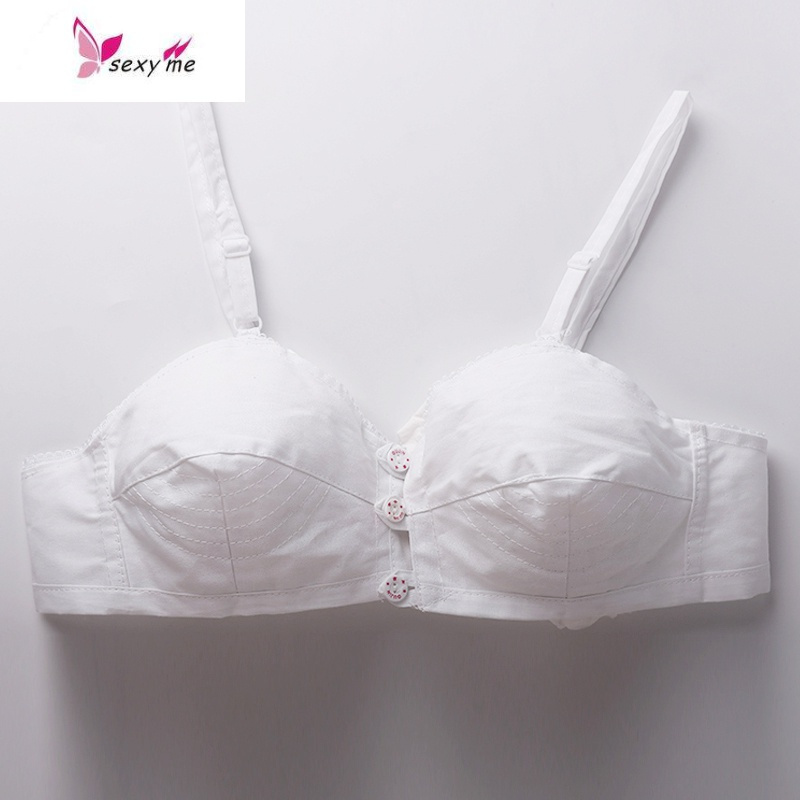 老式布文胸无钢圈薄棉布棉布胸罩前扣大码中老年人布内衣妈妈fish