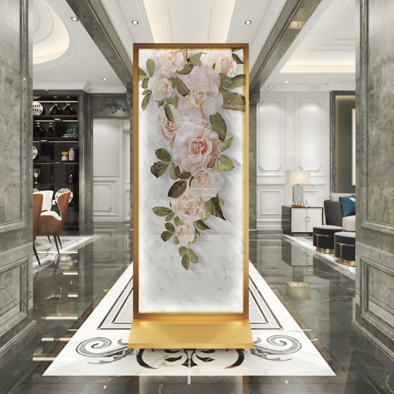 BONJEAN北欧屏风隔断客厅遮挡家用现代轻奢卧室装饰带灯可移动铝合金座屏高清大图