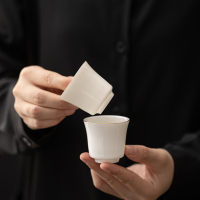 苏氏陶瓷(SUSHI CERAMICS)悬停马蹄三才盖碗羊脂玉描金德化白瓷功夫茶具泡茶碗茶备