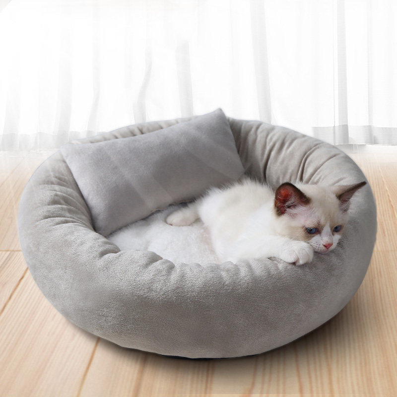 蛋挞猫窝猫屋四季通用宠物夏季保暖狗窝猫咪用品夏天凉席猫床加厚 灰色【猫窝】促销款 中号（直径46cm适合10斤以内）