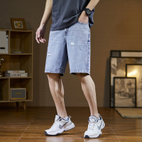 [8.5折价67.9元叠加优惠券]唐狮春夏季新款牛仔短裤男薄款宽松破洞潮牌时尚五分中裤DK