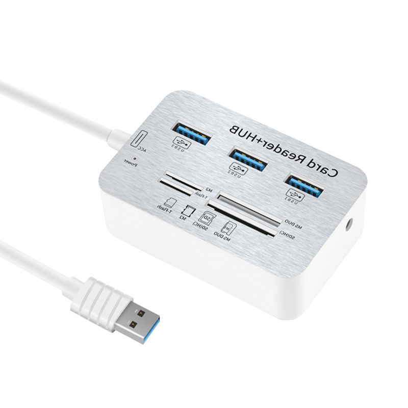 酷比客(L-CUBIC) LCHC20WH 3口USB3.0集线器带读卡器HUB扩展坞