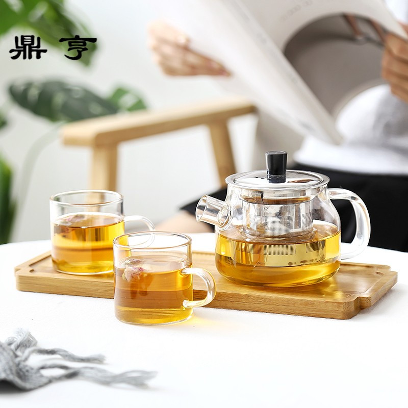 鼎亨花茶壶玻璃茶具套装水壶茶具耐热高温家用过滤泡茶水杯水壶泡