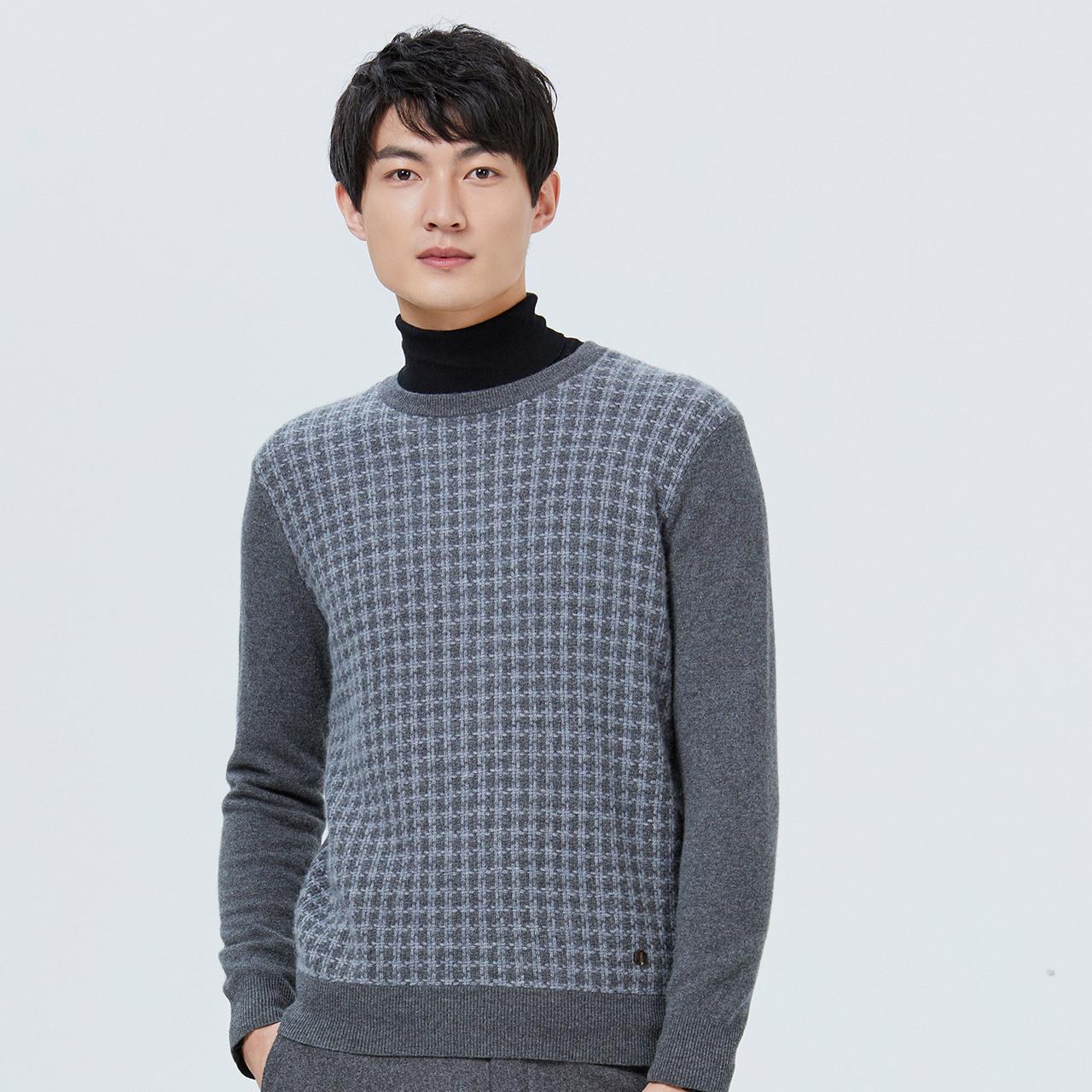 鄂尔多斯erdos秋冬纯羊绒圆领翻花保暖羊绒衫男士针织衫毛衣参数