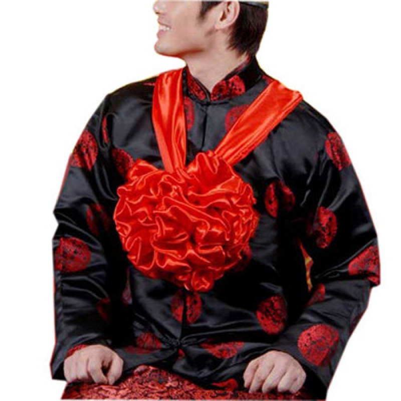 婚车婚庆剪彩开业揭牌表彰红绸布亮面绸缎大红花球新郎花球