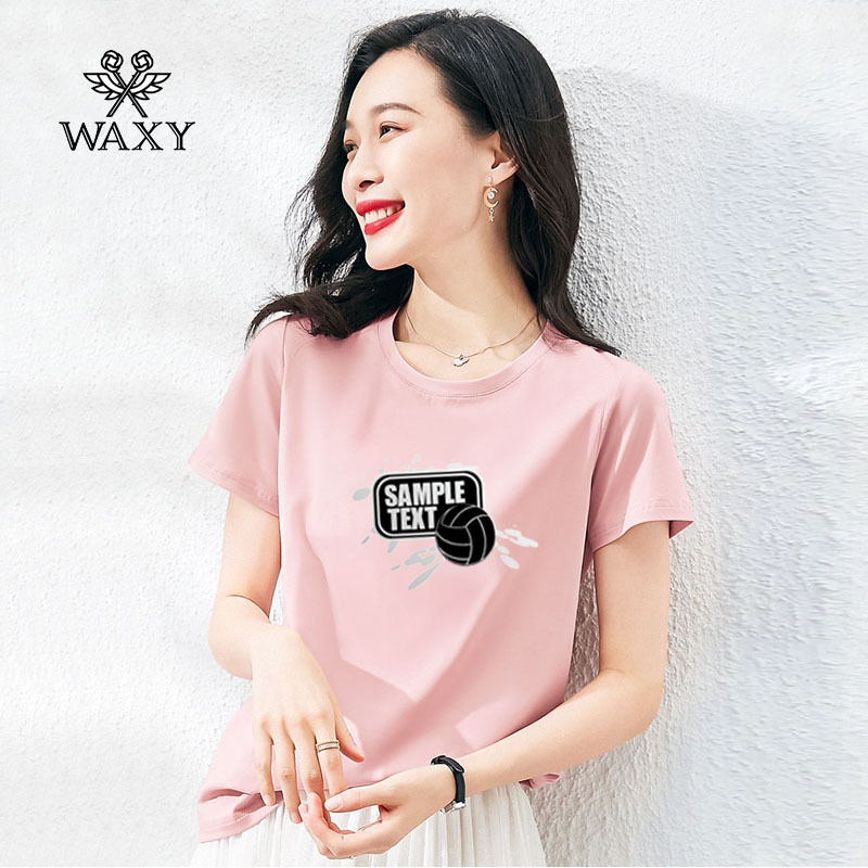 WAXY黑色涂鸦印花短袖女T恤ins风个性气质官方遮肉遮肚子体恤全棉