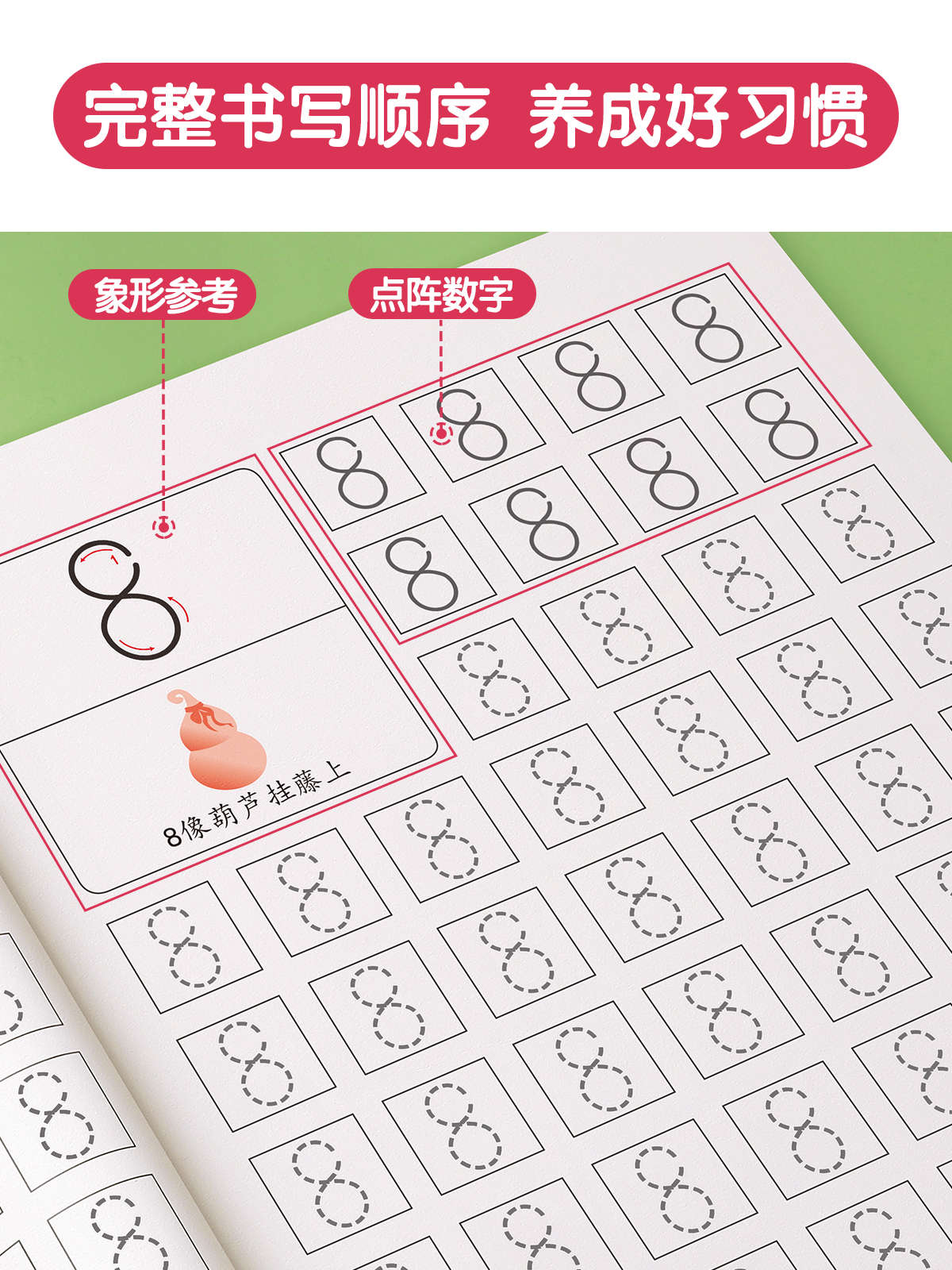 全套4本[送2支铅笔+2握笔器] [正版]儿童数字练习字帖点阵控笔训练拼音练字帖学前班幼小衔接描红本幼儿园中班大班幼儿写高清大图