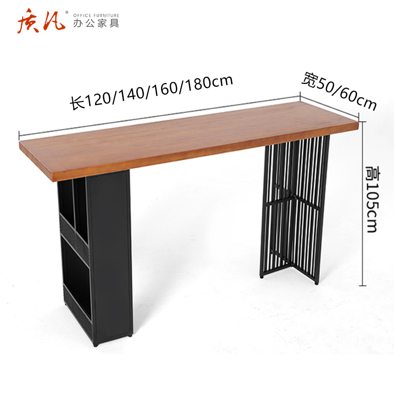 可定制实木家用北欧轻奢铁艺吧台桌高脚桌 180*60*105板厚5CM