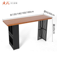 质凡 实木家用北欧轻奢铁艺客厅奶茶店餐厅酒吧桌靠墙吧台桌高脚桌椅 吧桌 120*60*105板厚5CM