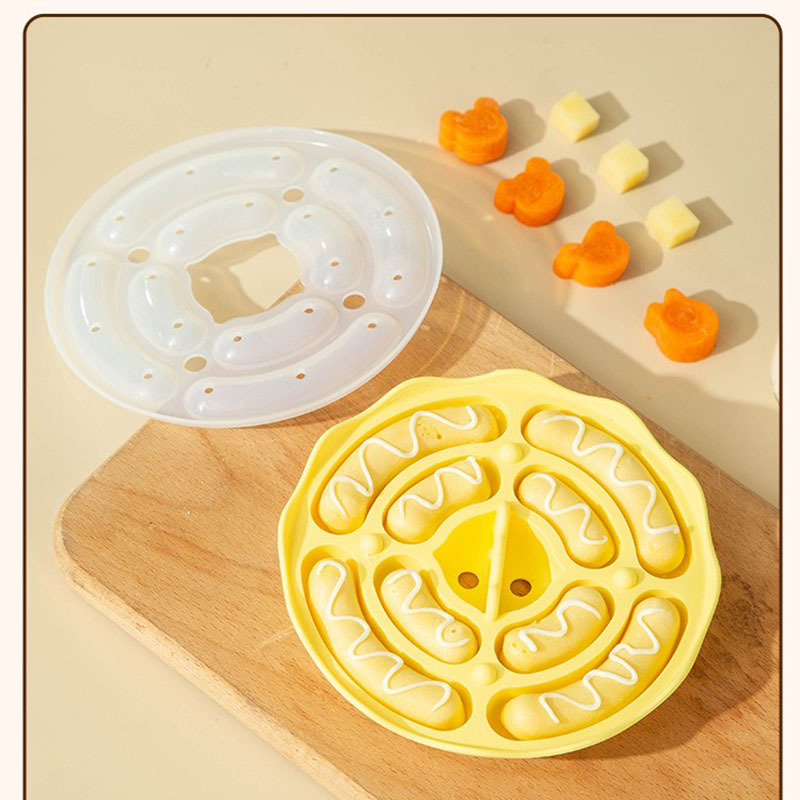 宝宝辅食模具香肠蒸糕工具全套食品级婴儿磨具肉肠可蒸硅胶婴幼儿 8连香肠米糕模[黄色]