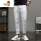 YANXU白色休闲裤男士夏季薄款直筒宽松韩版潮流百搭简约九分牛仔长裤子