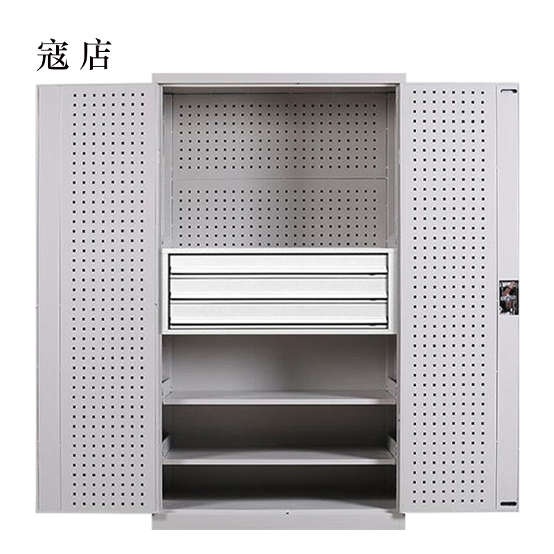 寇店办公柜工具柜加厚铁皮储物柜工厂车间用带抽屉汽修多功能收纳柜通门内三抽柜灰白色高清大图