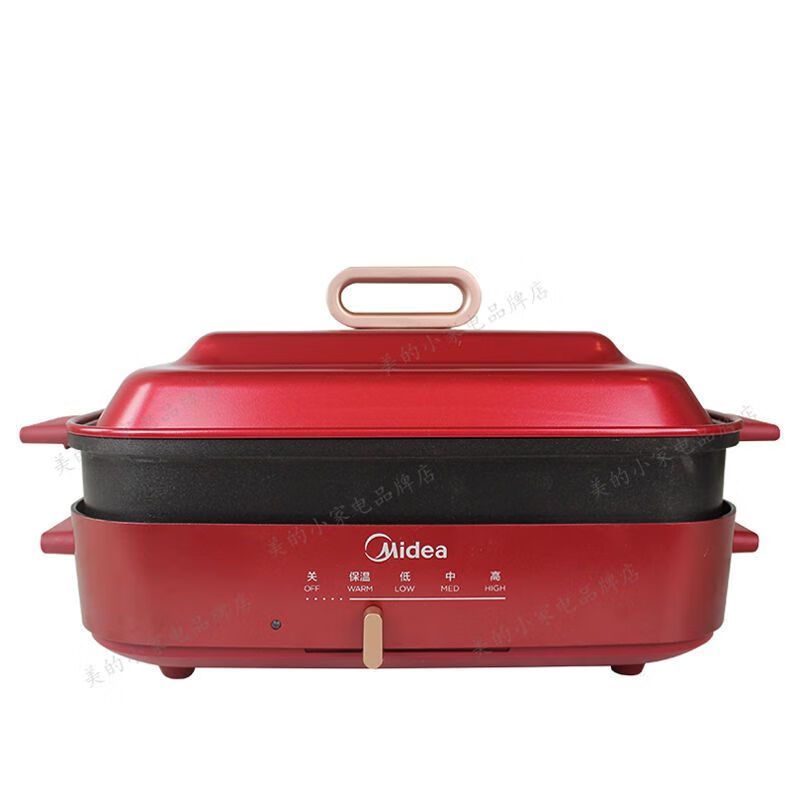 美的(Midea)DY3020P201R 电火锅 多功能料理锅 电烧烤肉锅 家用煮炒煎一体电煮锅 红色