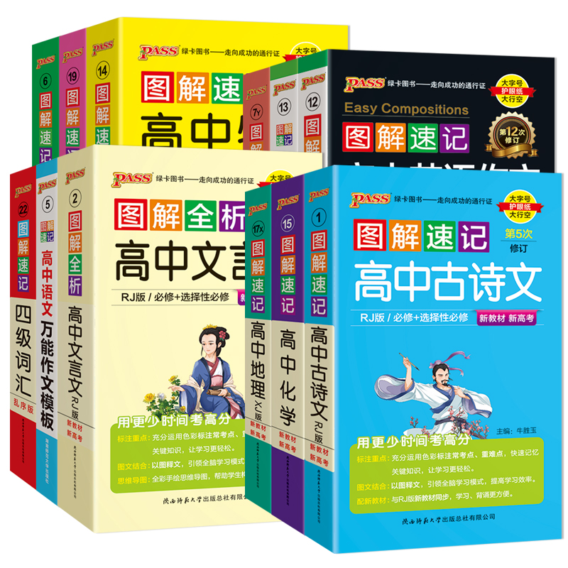 古诗文 通用版 高中通用 [正版]2025版图解速记高中英语词汇3500基础知识大全英语单词语文必背文言文古诗文数学高清大图