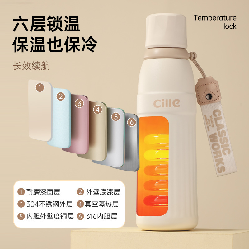 希乐Cille户外便携高强度保温水杯l真空不锈钢长效锁温防漏设计高清大图