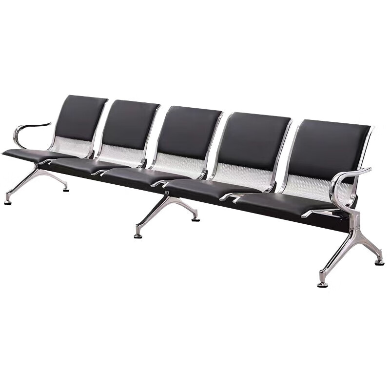 锦北 钢制排椅机场椅加固加厚长椅候诊椅连排输液等候椅B款五人位皮面