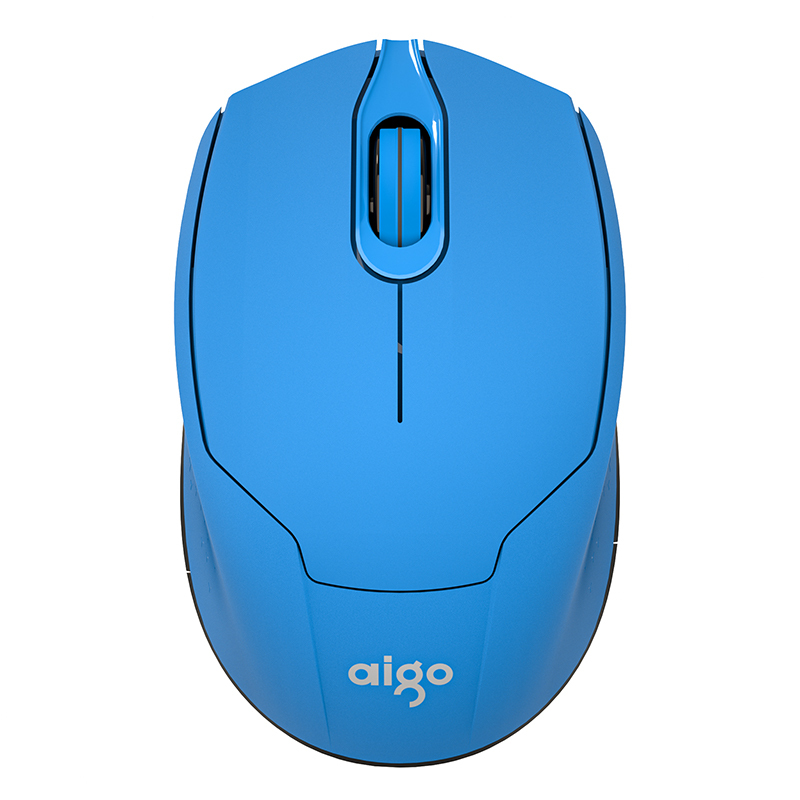 爱国者(aigo) 2.4G无线鼠标 办公鼠标 安静鼠标 右手鼠标 超薄便携笔记本IPAD通用 简约时尚M33 蓝黑色