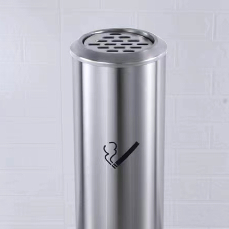 DXBG不锈钢垃圾桶烟蒂柱灭烟桶带烟灰缸室外电梯口立式圆柱式烟灰柱高清大图