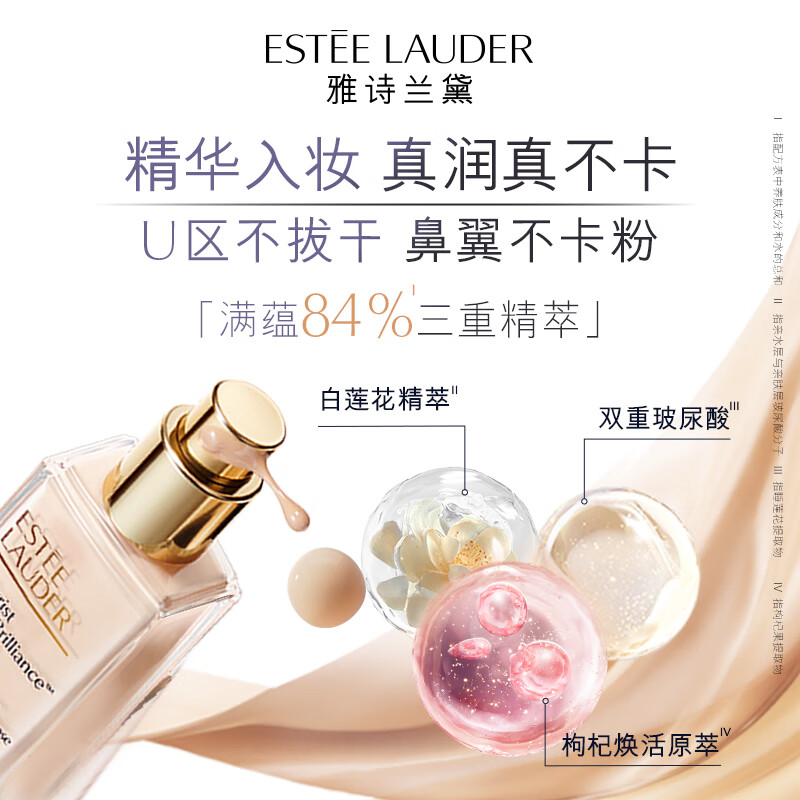 雅诗兰黛(Estee Lauder) 61(1C0) 沁水粉底液 冷象牙白 干皮持久遮瑕化妆品 30ml高清大图