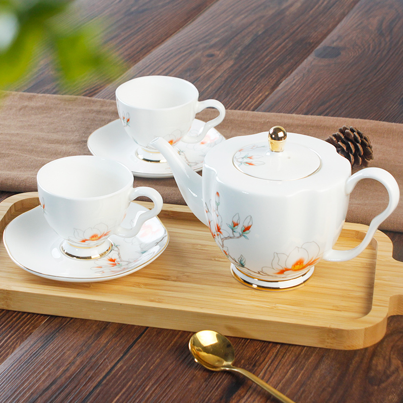 米兰度(Milandu)中式高档骨瓷轻奢茶咖具茶杯咖啡杯茶壶套装家用高档随手礼 中式茶咖具一壶双杯碟茶咖具套装水具