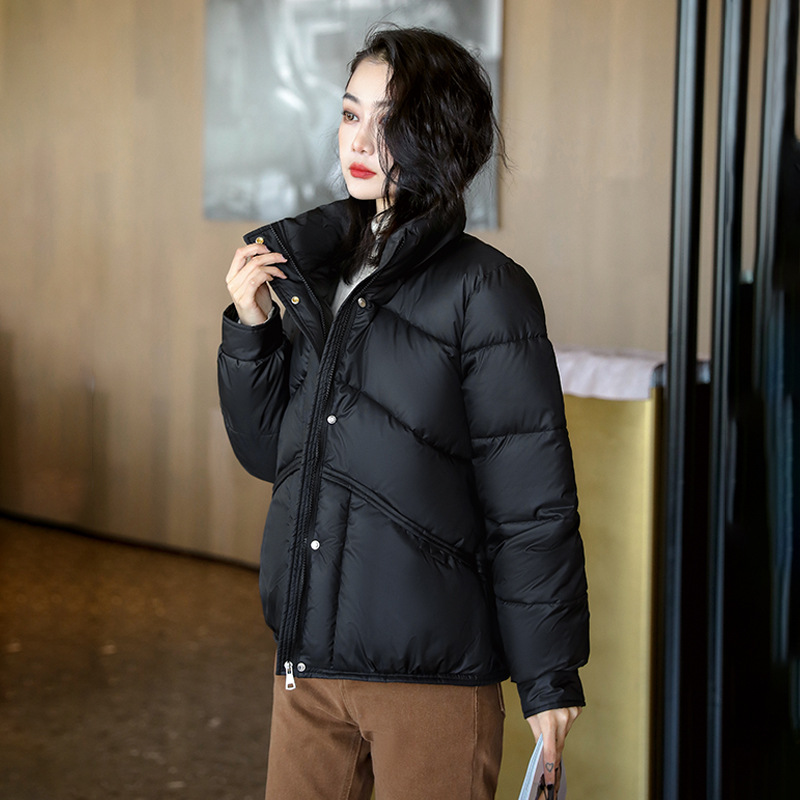 羽绒棉服棉衣女短款冬季2023年新款小个子时尚轻薄小棉袄加厚外套 黑色 XL