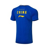 李宁羽毛球比赛服男士羽毛球系列速干一体织修身针织上衣