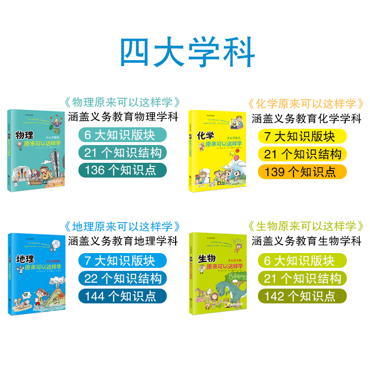 [醉染正版]正版 趣味学习 开心学习系列全套4册孙永云 著 8-17岁化学物理生物地理原来可以这样学 小升初中课外书阅读高清大图