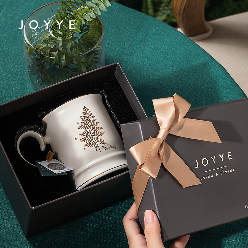 JOYYE马克杯陶瓷杯仙踪秘旅杯送情侣杯送妈妈送老婆节日实用生日礼物 黑棕榈